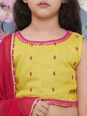 Girls Lime Green with Embroidered Ready to Wear Lehenga & Choli with Dupatta.
