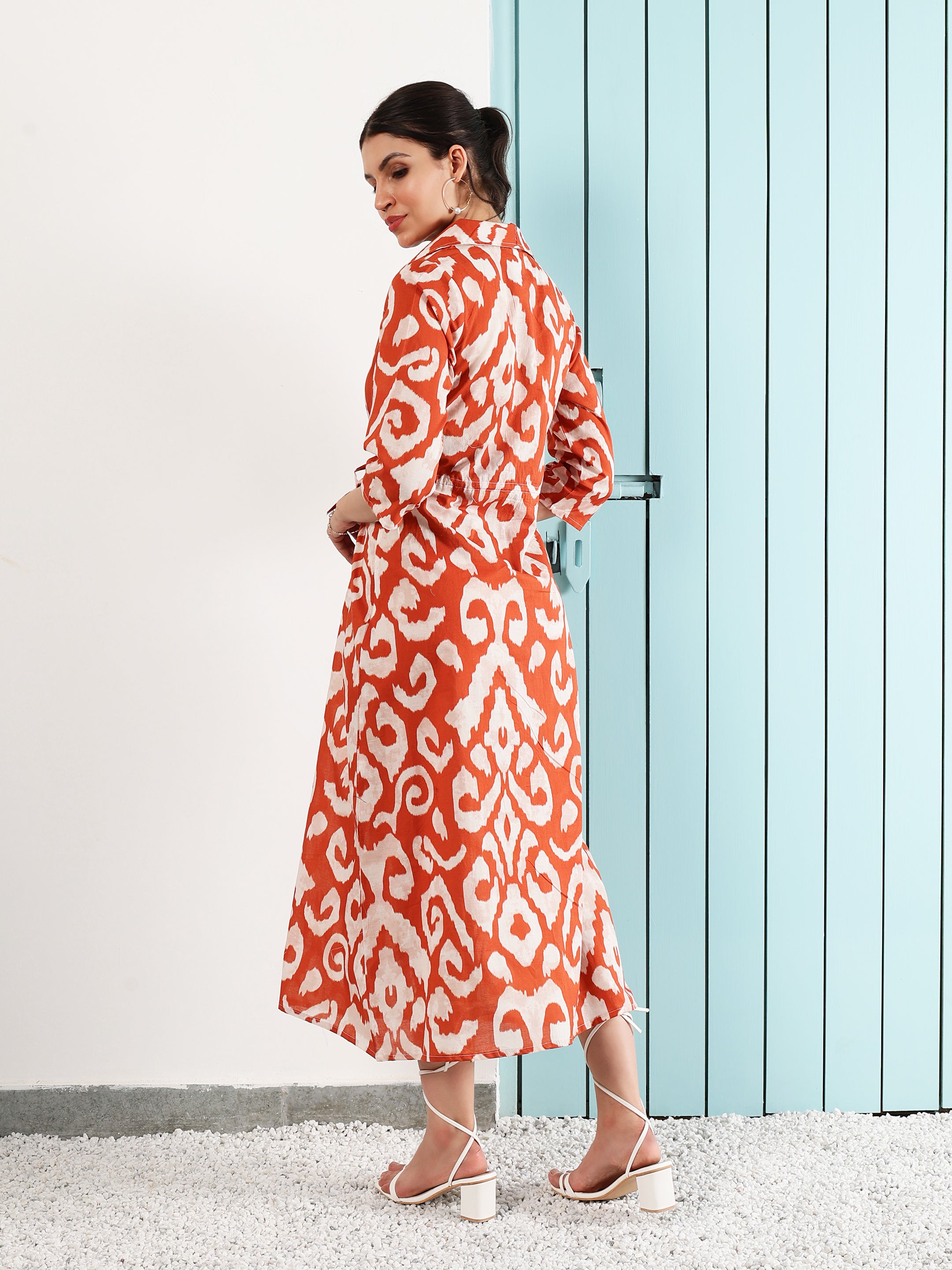 Printed A-Line Midi Dress