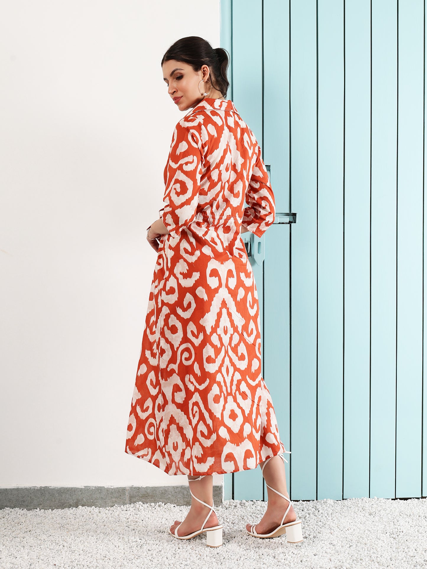 Printed A-Line Midi Dress