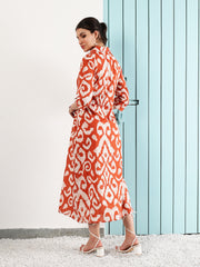 Printed A-Line Midi Dress