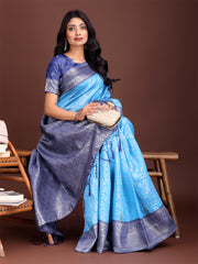 Graceful Orange & Maroon Banarasi Silk Saree with Rich Zari Woven Border – Traditional Elegance for Celebrations