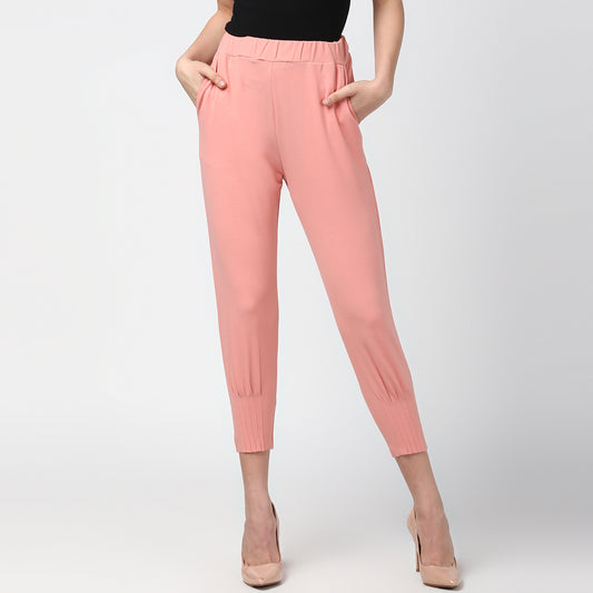 Women's Pink elasticated waistband and hemline stylised Pants