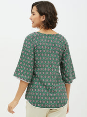 Women's Green Printed Top