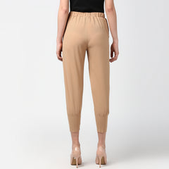 Women's Beige elasticated waistband and hemline stylised Pants