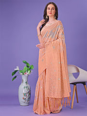 Light Green Lichi Silk Saree with Floral Weaving & Tassel Pallu – Elegant Festive & Party Wear Saree