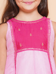 Girls Pink Floral Printed Kurta with Palzzzo