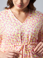 Women's Yellow Floral Printed Kaftan Set