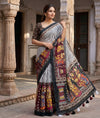 Soft linen saree with shaded style prints.