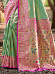 Traditional Kanjivaram Silk Saree in Yellow with Grand Zari Pallu and Matching Blouse