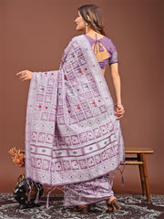 Threads of Tradition: Beige Linen Cotton Saree Woven with Stories of Grace & Heritage