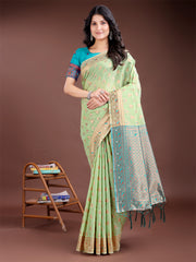 Elegant Sky Blue Cotton Saree with Contrast Pallu – Perfect Blend of Tradition & Comfort