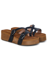 Casual Fashion Sandals 2 Inches Wedge Open Back Round Toe Heels