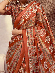 Women's Crepe Printed Designer Saree With Blouse Piece