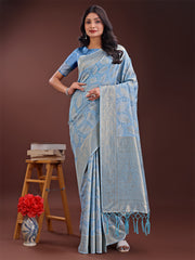 Peach Pink Linen Cotton Saree with Golden Zari Leaf Design & Elegant Pallu – Festive | Office | Daily Wear