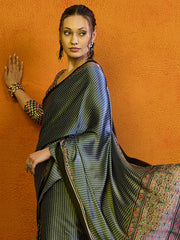 Women's Satin Printed Designer Saree With Blouse Piece
