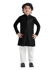 Boys' Black Kurta And Pyjama Set
