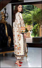 Afghan Floral Print Two-Piece Silk Creap  Kurta And Trousers Set