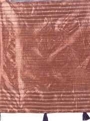 Premium Charcoal Black Linen Cotton Saree with Copper Zari Pallu & Abstract Print – Office & Festive Wear