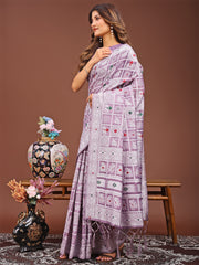 Threads of Tradition: Beige Linen Cotton Saree Woven with Stories of Grace & Heritage