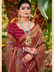 Kanjivaram Silk Saree for Women | Rich Zari Woven Pallu & Border | Traditional Bridal Saree | Perfect for Wedding & Festive Wear | Comes with Unstitched Blouse Piece
