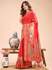 Majestic Linen Cotton Saree with Royal Peacock Pallu - A Celebration of Heritage and Grace