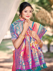 Traditional Yellow Kanjivaram Silk Saree with Rich Red Border and Peacock Pallu Design