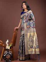 Majestic Green Silk Saree with Gold Zari & Floral Design – Perfect for Festive & Traditional Occasions