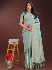 Peach Pink Linen Cotton Saree with Golden Zari Leaf Design & Elegant Pallu – Festive | Office | Daily Wear