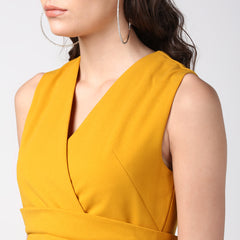 Women's Mustard Yellow Coordinated Peplum Top and Pants Set