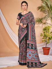 Women's Dola Silk DigitalPrint DesignerSaree With Blouse Piece