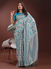 Stunning Beige & Red Linen Saree with Floral Print and Rich Zari Pallu – Festive & Traditional Wear