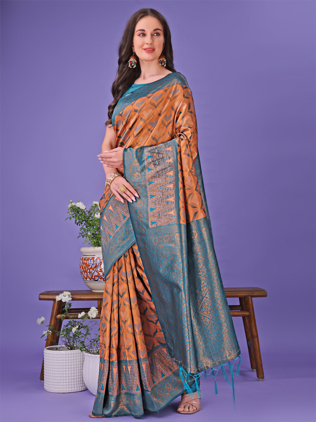 ASTITA - Radiant Lichi Silk Saree - A Touch of Royalty in Every Thread