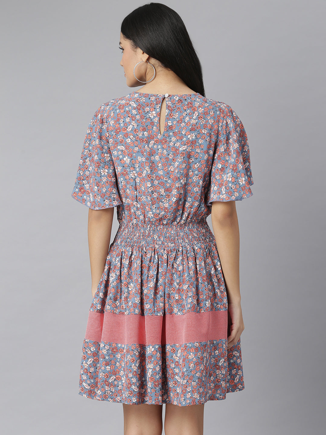 StyleStone Women's Floral Printed Fit and Flare Dress