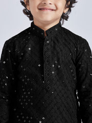 Boys' Black Kurta And Pyjama Set