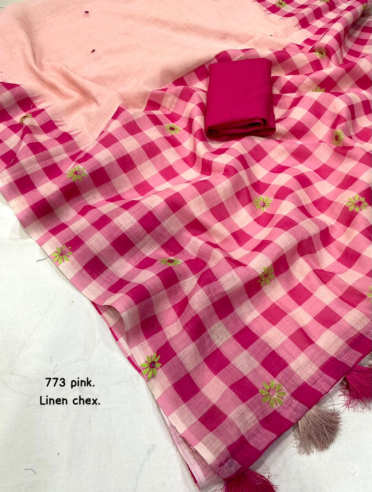 Soft linen saree with shaded style prints.