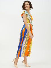 Women's Satin Chain Print Long Dress