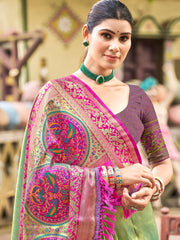 Traditional Kanjivaram Silk Saree in Orange with Grand Zari Pallu and Matching Blouse