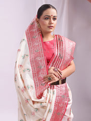 Banarasi Silk Saree with Silver Zari Border & Paisley Design - Festive Wedding Wear | Elegant Traditional Pallu | Soft Silk Finish for Women | Cultural Ethnic Saree