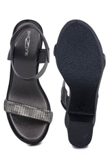 Casual Fashion Sandals 4 Inches Block Ankle Loop Round Toe Heels