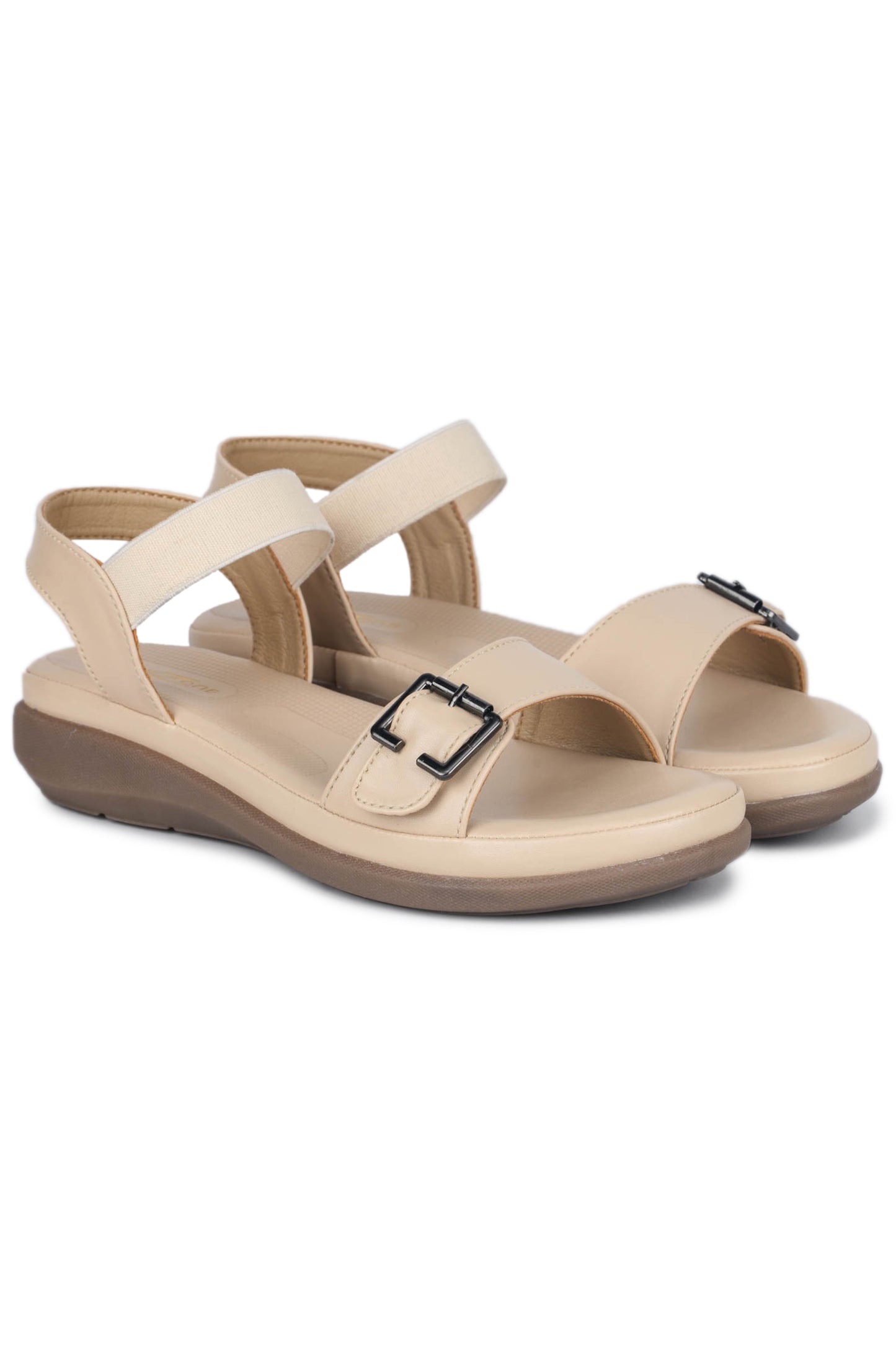 Casual Cream Open Toe Flats Round Toe Ankle Loop Flats