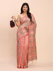 Elegant Jacquard Linen Cotton Saree with Traditional Multicolor Weave & Tassel Pallu - Festive & Casual Wear for Women