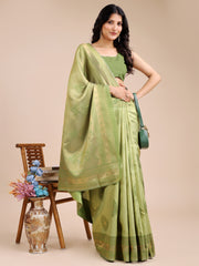 Graceful Light Green Silk Saree – Subtle Sophistication for Every Occasion