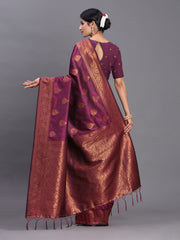 Navy Blue Banarasi Silk Saree with Copper Zari Woven Pallu & Feather Butta – Wedding & Festive Wear