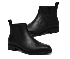 ORION-X Men's Vegan Leather Chelsea Boots Classic Almond Toe Ankle Boots with Textured Finish | Formal & Smart Casual Boots