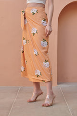 Pale Orange Midi Knotted Skirt