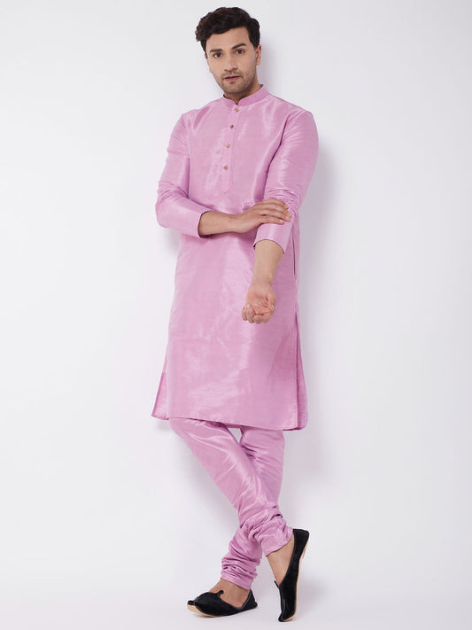 Vastramay - Men's Onion Pink Silk Blend Kurta Only