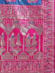 Banarasi Silk Saree with Zari Work - Wedding & Festive Traditional Saree | Temple Border & Royal Motifs | Soft & Shiny Silk Finish