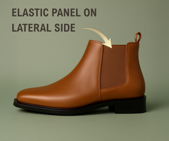THE ASHFORD Men's Stylish Vegan Leather Chelsea Boots with Side Zipper & Elastic Panel, Square Toe Ankle Boot (Tan / Black / Brown)