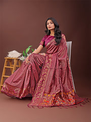 Fiery Red Banarasi Silk Saree with Gold Zari and Colorful Pallu – Perfect for Bridal, Wedding & Festive Glamour