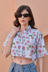 Iceberg Blue Striped Cropped Shirt
